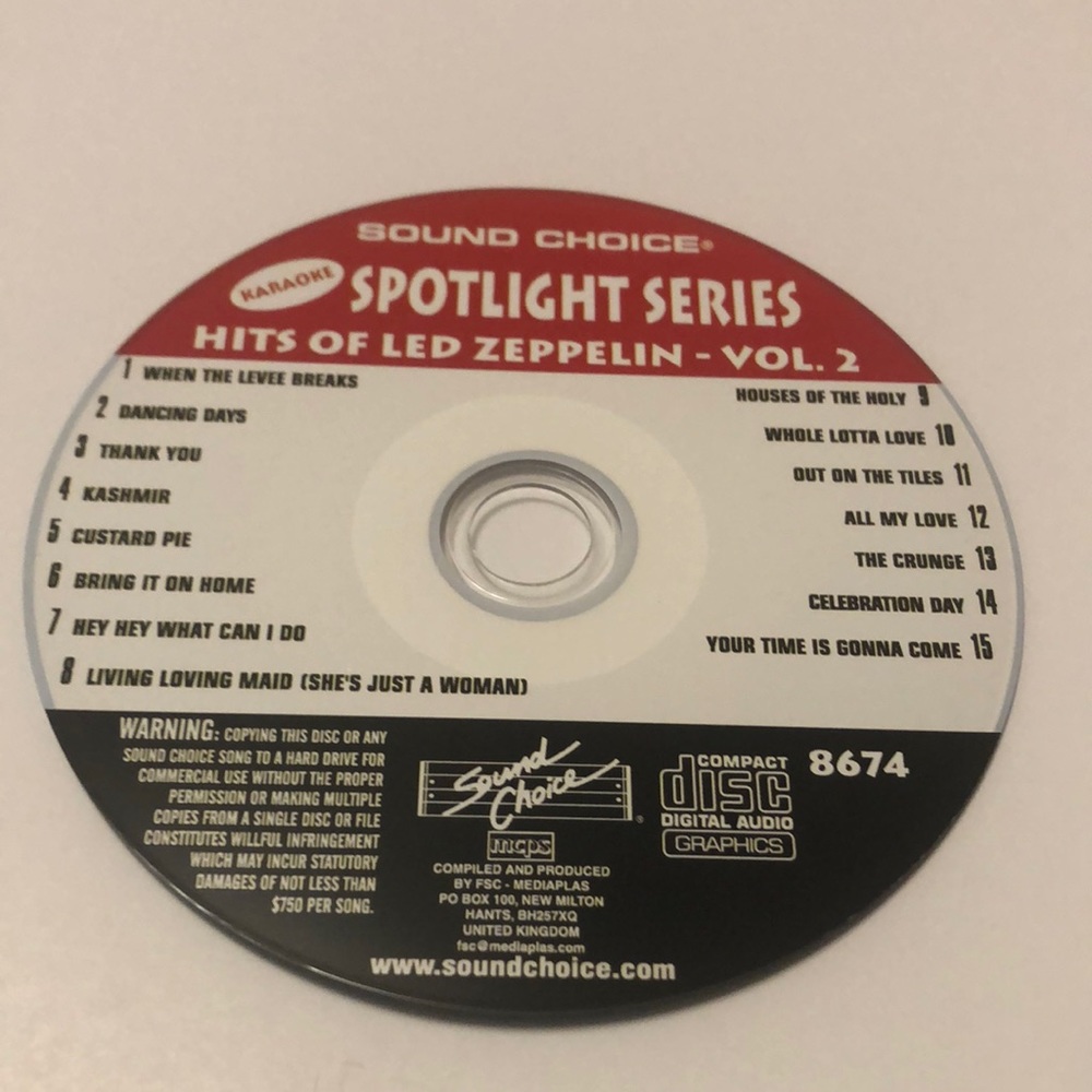 Led Zeppelin Sound Choice Karaoke CDG